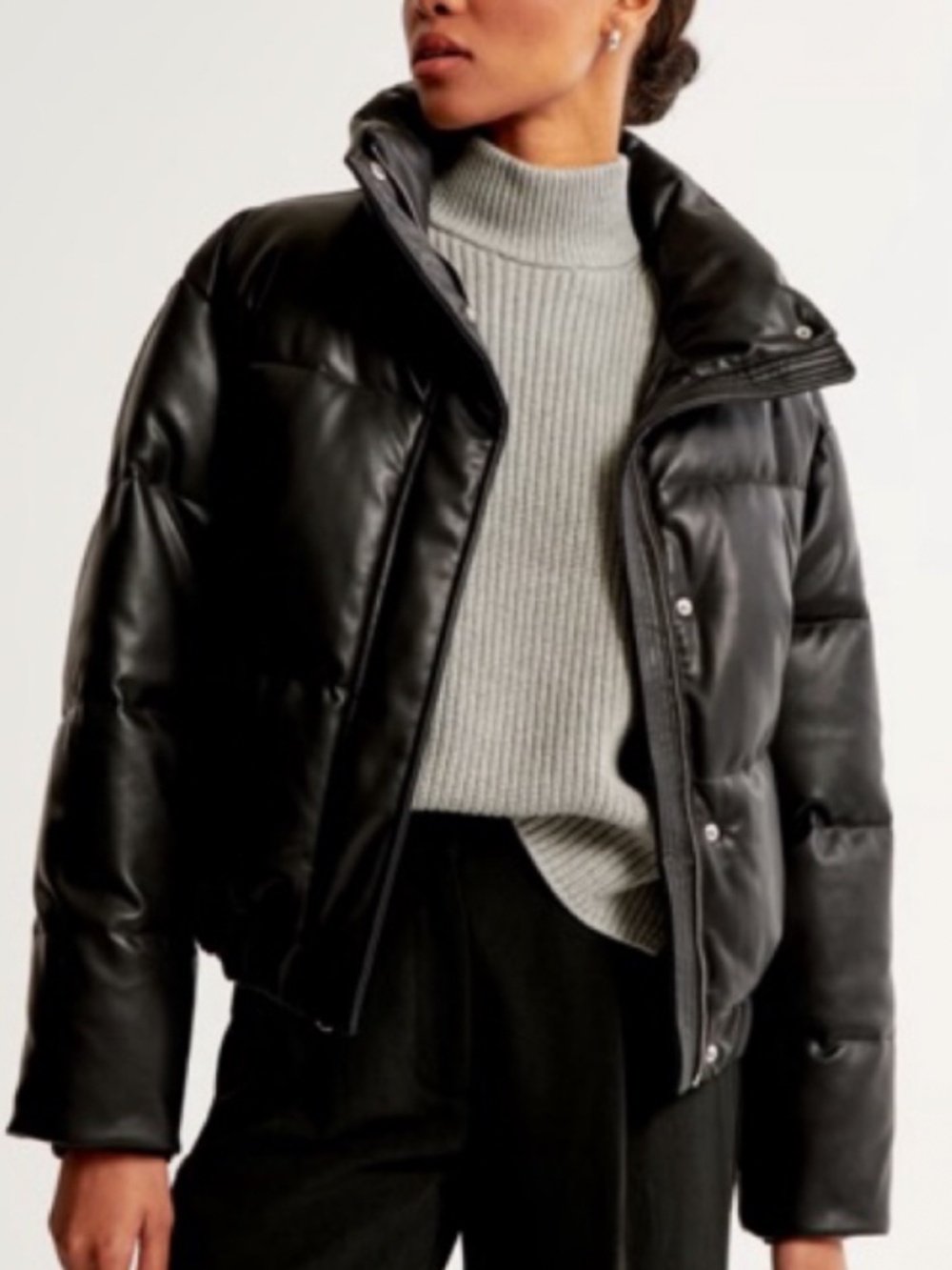 ABERCROMBIE & FITCH Ultra Vegan Leather Puffer Jacket